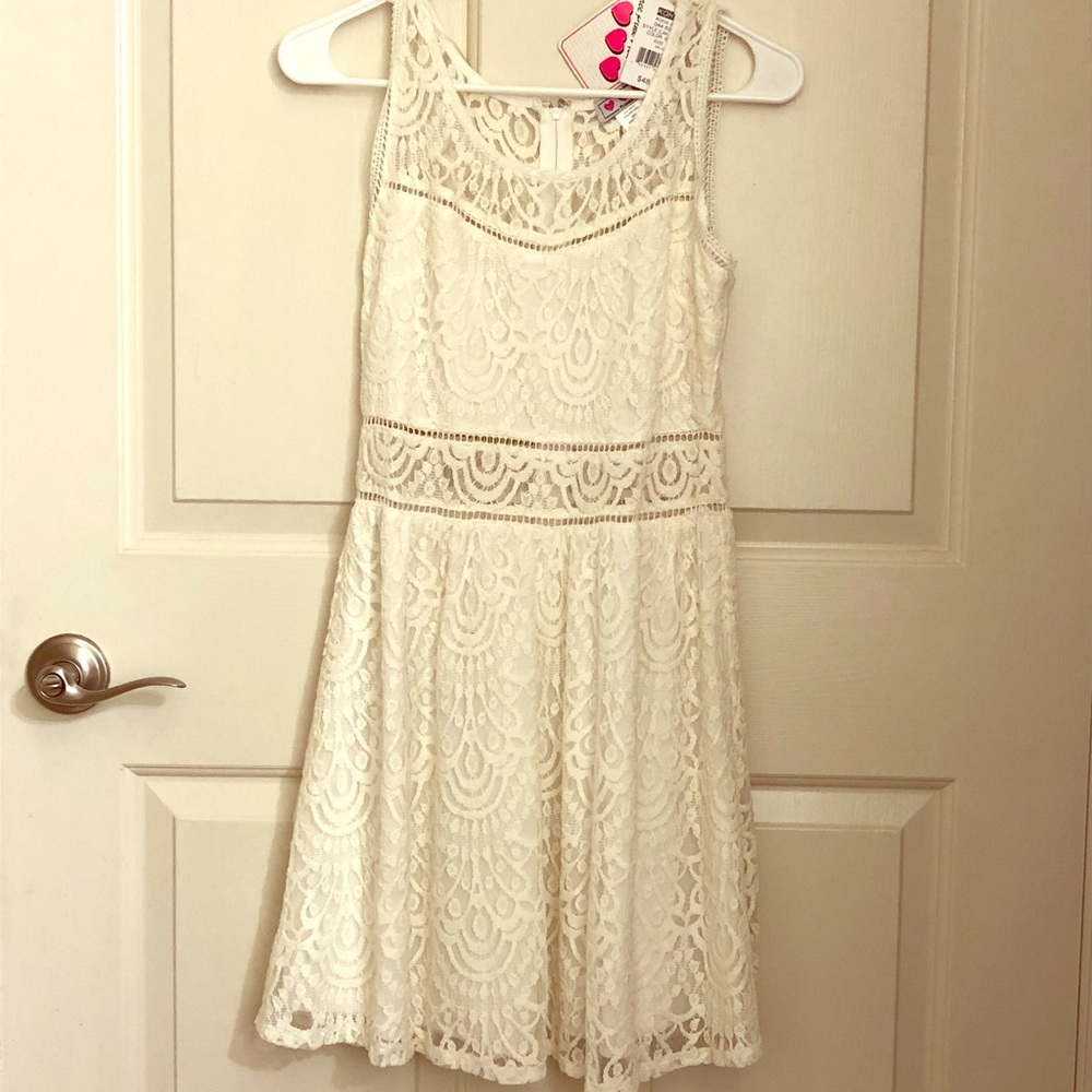 White Lace Dress w/ Sexy “See-Through” Mid Section